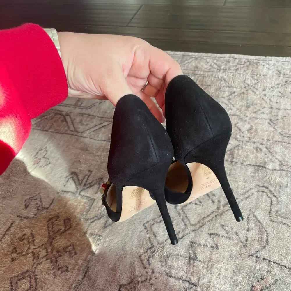 J. Crew Collection SZ 10 Elsie Floral Sequin D'Orsay Pumps Black Suede Heels EUC - Picture 5 of 10